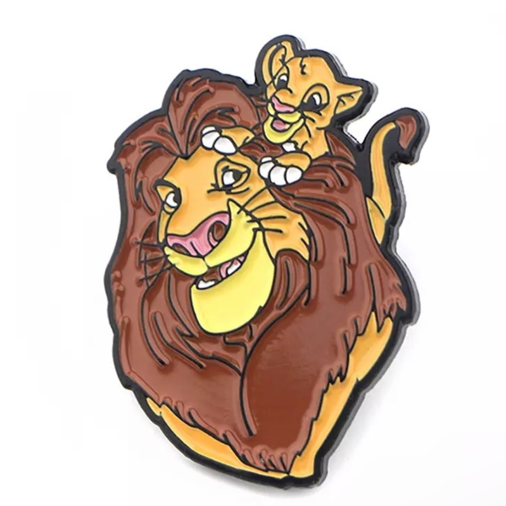 Lion King Enamel Pin Father Son Cartoon Disney Lions Mufasa Metal Badge Dad Gift